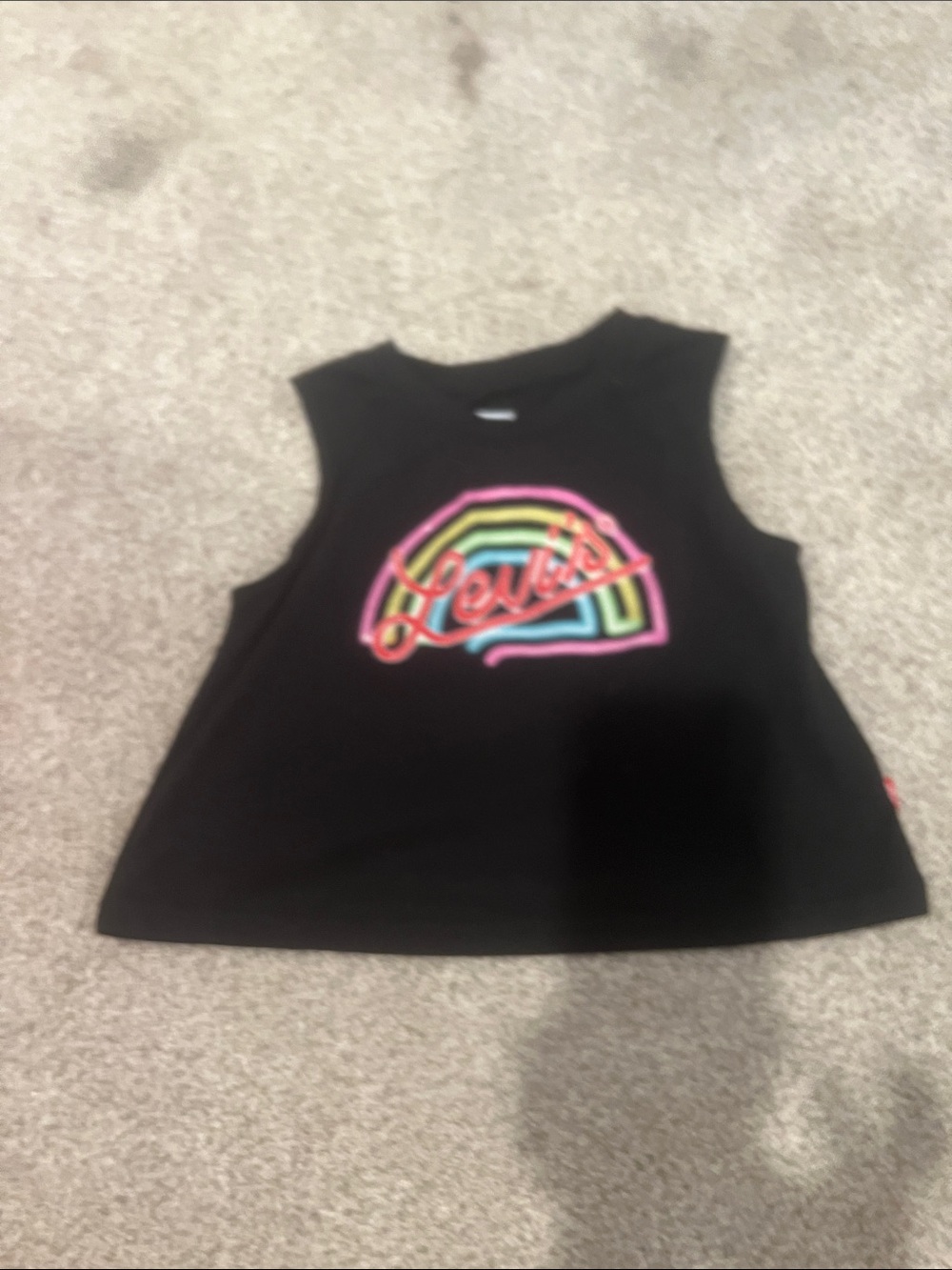 Levi's Black Tank with Neon Rainbow Script